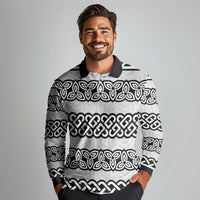 Ireland Celtic Pattern Long Sleeve Polo Shirt Celtic Knot