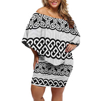 Ireland Celtic Pattern Off Shoulder Short Dress Celtic Knot