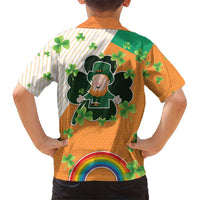 Ireland Irish Leprechaun with Shamrock Family Matching Short Sleeve Bodycon Dress and Hawaiian Shirt Ireland 17th March Saint Patrick's Day