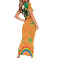 Ireland Irish Leprechaun with Shamrock Family Matching Short Sleeve Bodycon Dress and Hawaiian Shirt Ireland 17th March Saint Patrick's Day