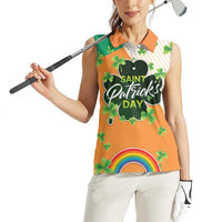 Ireland Irish Leprechaun with Shamrock Women Sleeveless Polo Shirt Ireland 17th March Saint Patrick's Day