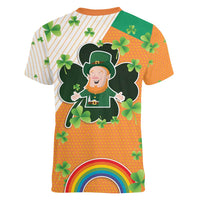Ireland Irish Leprechaun with Shamrock Women V-Neck T-Shirt Ireland 17th March Saint Patrick's Day