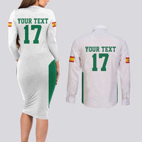 Custom Spain Field Hockey Couples Matching Long Sleeve Bodycon Dress and Long Sleeve Button Shirt Club de Campo Sporty Style