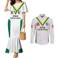 Custom Spain Field Hockey Couples Matching Mermaid Dress and Long Sleeve Button Shirt Club de Campo Sporty Style