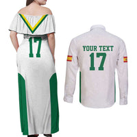 Custom Spain Field Hockey Couples Matching Off Shoulder Maxi Dress and Long Sleeve Button Shirt Club de Campo Sporty Style