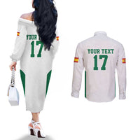 Custom Spain Field Hockey Couples Matching Off The Shoulder Long Sleeve Dress and Long Sleeve Button Shirt Club de Campo Sporty Style