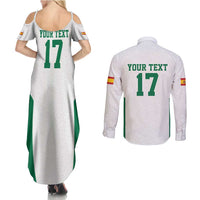 Custom Spain Field Hockey Couples Matching Summer Maxi Dress and Long Sleeve Button Shirt Club de Campo Sporty Style