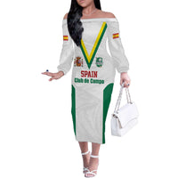 Custom Spain Field Hockey Family Matching Off The Shoulder Long Sleeve Dress and Hawaiian Shirt Club de Campo Sporty Style