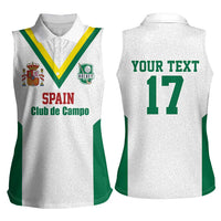 Custom Spain Field Hockey Women Sleeveless Polo Shirt Club de Campo Sporty Style