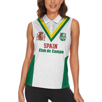 Custom Spain Field Hockey Women Sleeveless Polo Shirt Club de Campo Sporty Style