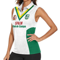 Custom Spain Field Hockey Women Sleeveless Polo Shirt Club de Campo Sporty Style