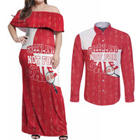 Greenland Not For Sale Couples Matching Off Shoulder Maxi Dress and Long Sleeve Button Shirt Polar Bear