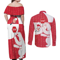 Greenland Not For Sale Couples Matching Off Shoulder Maxi Dress and Long Sleeve Button Shirt Polar Bear