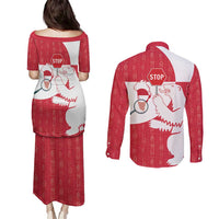 Greenland Not For Sale Couples Matching Puletasi and Long Sleeve Button Shirt Polar Bear