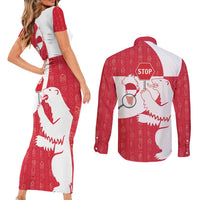 Greenland Not For Sale Couples Matching Short Sleeve Bodycon Dress and Long Sleeve Button Shirt Polar Bear