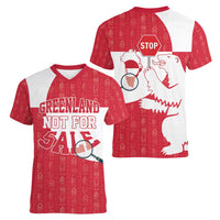 Greenland Not For Sale Women V-Neck T-Shirt Polar Bear