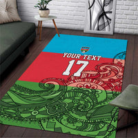 Custom Azerbaijan Football Area Rug Azerbaijan Pattern Buta