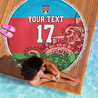 Custom Azerbaijan Football Beach Blanket Azerbaijan Pattern Buta
