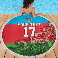 Custom Azerbaijan Football Beach Blanket Azerbaijan Pattern Buta
