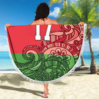 Custom Azerbaijan Football Beach Blanket Azerbaijan Pattern Buta