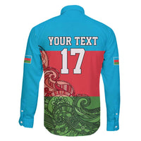 Custom Azerbaijan Football Family Matching Puletasi and Hawaiian Shirt Azerbaijan Pattern Buta