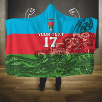 Custom Azerbaijan Football Hooded Blanket Azerbaijan Pattern Buta