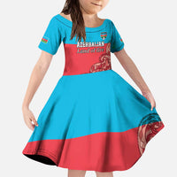Custom Azerbaijan Football Kid Short Sleeve Dress Azerbaijan Pattern Buta
