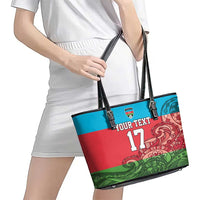Custom Azerbaijan Football Leather Tote Bag Azerbaijan Pattern Buta