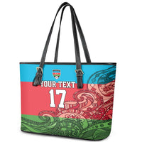Custom Azerbaijan Football Leather Tote Bag Azerbaijan Pattern Buta