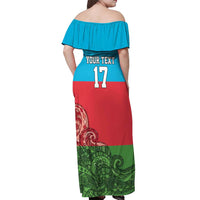Custom Azerbaijan Football Off Shoulder Maxi Dress Azerbaijan Pattern Buta