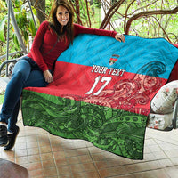 Custom Azerbaijan Football Quilt Azerbaijan Pattern Buta