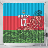 Custom Azerbaijan Football Shower Curtain Azerbaijan Pattern Buta