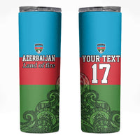 Custom Azerbaijan Football Skinny Tumbler Azerbaijan Pattern Buta