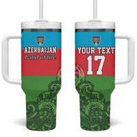 Custom Azerbaijan Football Tumbler With Handle Azerbaijan Pattern Buta