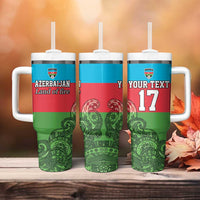 Custom Azerbaijan Football Tumbler With Handle Azerbaijan Pattern Buta