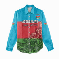 Custom Azerbaijan Football Women Casual Shirt Azerbaijan Pattern Buta