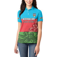 Custom Azerbaijan Football Women Polo Shirt Azerbaijan Pattern Buta