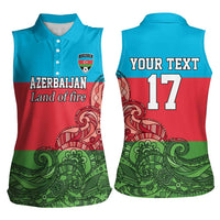 Custom Azerbaijan Football Women Sleeveless Polo Shirt Azerbaijan Pattern Buta