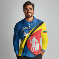 Lithuania Alytus County Long Sleeve Polo Shirt Alytaus Apskritis Coat of Arms