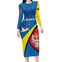 Lithuania Kaunas County Family Matching Long Sleeve Bodycon Dress and Hawaiian Shirt Kauno Apskritis Coat of Arms