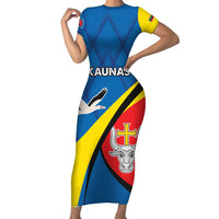 Lithuania Kaunas County Family Matching Short Sleeve Bodycon Dress and Hawaiian Shirt Kauno Apskritis Coat of Arms