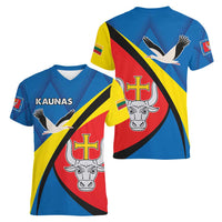 Lithuania Kaunas County Women V-Neck T-Shirt Kauno Apskritis Coat of Arms LT17 - Wonder Print Shop