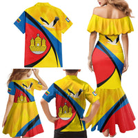 Lithuania Klaipeda Country Family Matching Mermaid Dress and Hawaiian Shirt Klaipedos Apskritis Coat of Arms - Wonder Print Shop