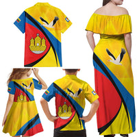 Lithuania Klaipeda Country Family Matching Off Shoulder Maxi Dress and Hawaiian Shirt Klaipedos Apskritis Coat of Arms - Wonder Print Shop