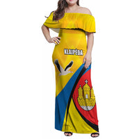 Lithuania Klaipeda Country Family Matching Off Shoulder Maxi Dress and Hawaiian Shirt Klaipedos Apskritis Coat of Arms - Wonder Print Shop
