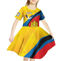 Lithuania Klaipeda Country Kid Short Sleeve Dress Klaipedos Apskritis Coat of Arms - Wonder Print Shop
