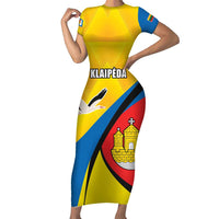 Lithuania Klaipeda Country Short Sleeve Bodycon Dress Klaipedos Apskritis Coat of Arms - Wonder Print Shop