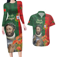 Portugal Day 10th June Couples Matching Long Sleeve Bodycon Dress and Hawaiian Shirt Luis de Camoes Dia da Portugal
