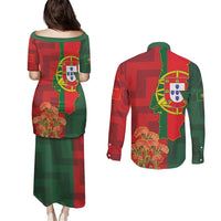 Portugal Day 10th June Couples Matching Puletasi and Long Sleeve Button Shirt Luis de Camoes Dia da Portugal