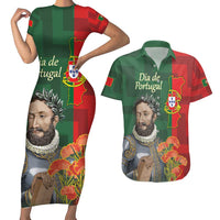 Portugal Day 10th June Couples Matching Short Sleeve Bodycon Dress and Hawaiian Shirt Luis de Camoes Dia da Portugal